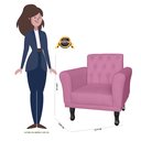 Ver imagem 5 de Poltrona Decorativa Classic Suede Rosa Pés Madeira Mz Decor