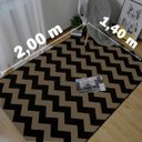 Ver imagem 4 de Tapete Chevrom Antiderrapante Preto e Bege 140x200cm Casa Dona