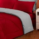 Ver imagem 3 de Jogo de Cama Casal 6 peças com Edredom e Lençol Vermelho e Cinza Casa Dona