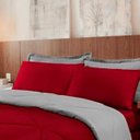 Ver imagem 2 de Jogo de Cama Casal 6 peças com Edredom e Lençol Vermelho e Cinza Casa Dona