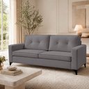 Ver imagem 2 de Sofá Sala de Estar Marselha 230cm 3 Lugares Pés em Metal Bouclê Cinza M1 - Monari Design