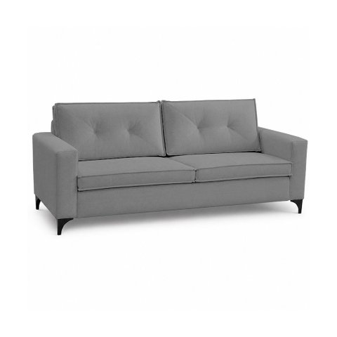 Sofá Sala de Estar Marselha 230cm 3 Lugares Pés em Metal Bouclê Cinza M1 - Monari Design