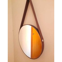 Espelho Redendo Adnet com Alça Costurada 40 cm Ego.Decor - 1