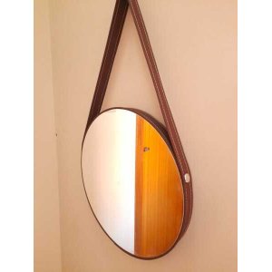 Espelho Redendo Adnet com Alça Costurada 40 cm Ego.Decor
