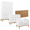 Ver imagem 1 de Quarto de Bebê Unique 3 Portas com Cômoda 6 Gavetas e Painel Ripado Branco Soft Eco Wood - Matic