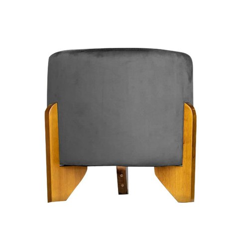 Puff Decorativa para Sala Thor Base Madeira Maciça Linho Divini Decor:cinza