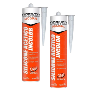 Kit 2 Adesivos de Silicone Acético Incolor Orbived Uso Geral 240g