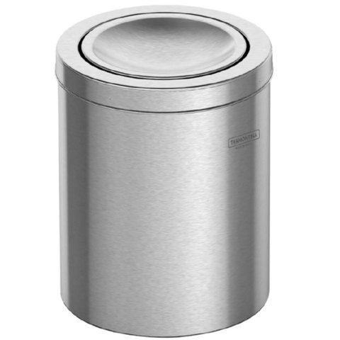 Lixeira Aço Inox 5l com Tampa Basculante Tramontina Banheiro Cesto de Lixo Cozinha Escritório