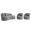 Ver imagem 3 de Kit de 01 Sofá Orgânico Curvo Feijão + 02 Poltronas Confortável Sala Estúdio Amore Bouclê Cinza - Mo