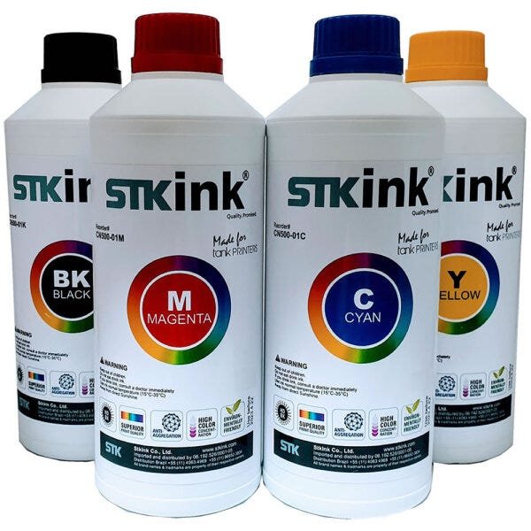 500ml Black + 3 x 250ml Color Tinta STK T544 L3110 L3150 L5190 compatível com Ecotank Epson