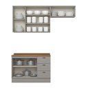 Ver imagem 3 de Cozinha Compacta Americana 6 Portas 3 Gavetas 100% Mdf Cinza/nature - Henn