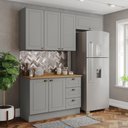 Ver imagem 1 de Cozinha Compacta Americana 6 Portas 3 Gavetas 100% Mdf Cinza/nature - Henn