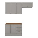 Ver imagem 2 de Cozinha Compacta Americana 6 Portas 3 Gavetas 100% Mdf Cinza/nature - Henn