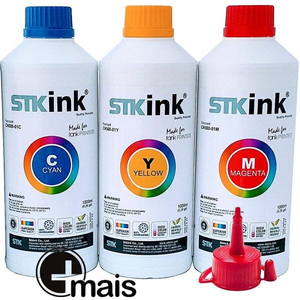 3 x 250ml Tinta STK BTD60 BT5001 T300 T500W T700W compatível com InkTank Brother