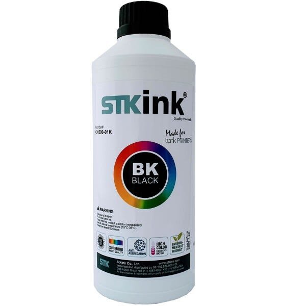 Tinta STK BTD60 BT5001 T300 T500W T700W compatível com InkTank Brother - 1 Litro Black + 3 x 500ml - 6