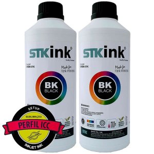 2 x 100ml Preto Tinta Sublimática Digital STK com perfil ICC