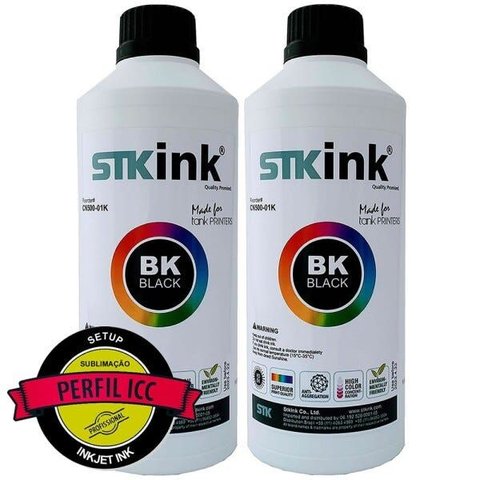 2 X 100ml Preto Tinta Sublimática Digital Stk com Perfil Icc