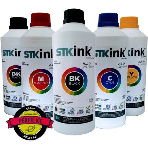 5 x 500ml Tinta Sublimática Digital STK Kit 5 Cores com perfil ICC
