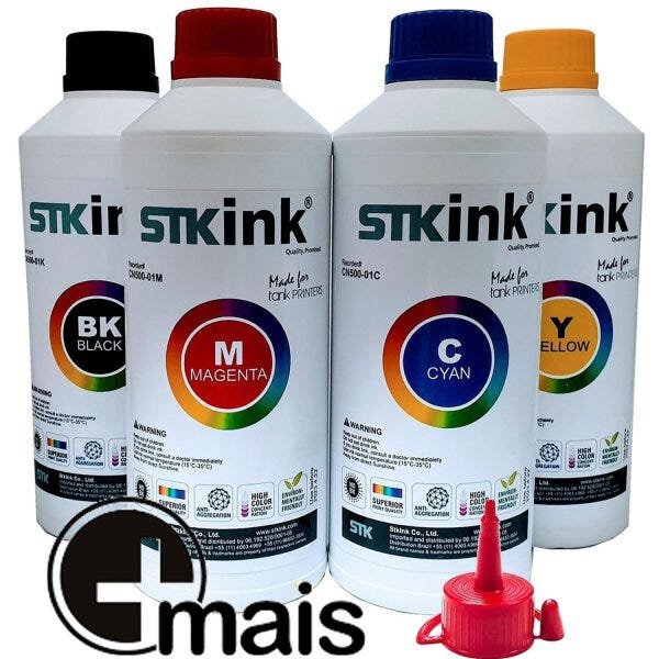 4 x 250ml Tinta STK GT51 GT52 GT5810 GT5820 GT5822 416 116 316 412 compatível com Smart Tank HP