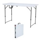 Ver imagem 1 de Mesa Dobrável Portátil Retangular Tampo em Plástico Estrutura em Aço Altura Ajustável Branco