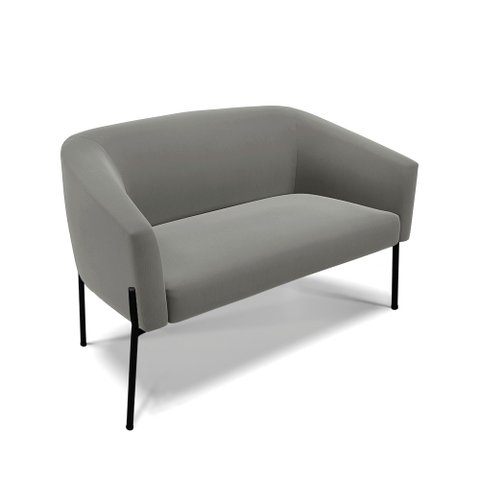 Sofá Namoradeira 2 Lugares Pé de Ferro Preto Stella Suede Grafite D03 - D'Rossi
