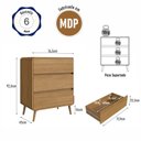Ver imagem 3 de Cômoda Quarto 3 Gavetas 76,5cm X 92,5cm com Cantos Arredondados e Pés Palito Cor:carvalho Xingu