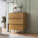 Ver imagem 1 de Cômoda Quarto 3 Gavetas 76,5cm X 92,5cm com Cantos Arredondados e Pés Palito Cor:carvalho Xingu