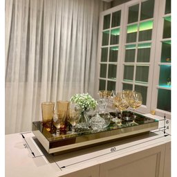 Bandeja Espelho Bronze Grande Luxo Sala Cozinha Bar Decoração 60x35 - 5