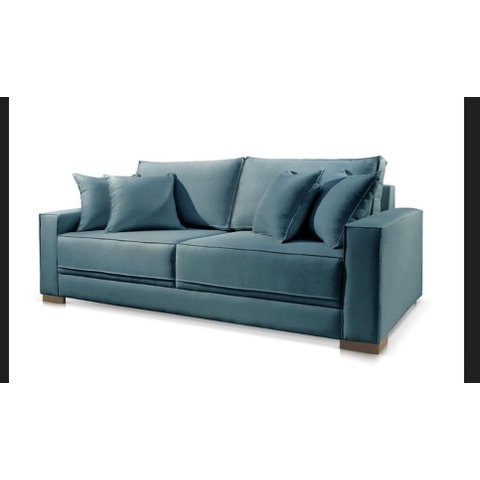 Sofá 1,80m Lisboa Linho Azul Conforto Premium