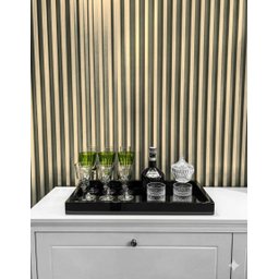 Bandeja de Vidro Preto Decoração Sala Taças Bar - 2