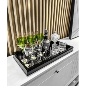 Bandeja de Vidro Preto Decoração Sala Taças Bar