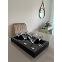 Ver imagem 2 de Bandeja de Vidro Preto Decoração Sala Taças Bar