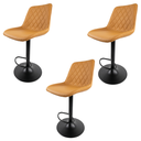 Ver imagem 1 de Kit 3 Banqueta Bar Concha Ajustável em Couro Ecológico Design Moderno Base Preta Cor Caramelo