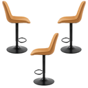 Ver imagem 2 de Kit 3 Banqueta Bar Concha Ajustável em Couro Ecológico Design Moderno Base Preta Cor Caramelo