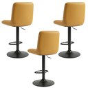 Ver imagem 3 de Kit 3 Banqueta Bar Concha Ajustável em Couro Ecológico Design Moderno Base Preta Cor Caramelo