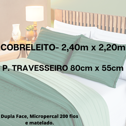 Kit cobreleito matelado cama padrão 3 peças dupla face estampado verde esmeralda - 2