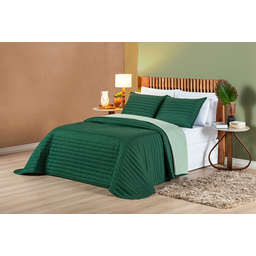 Kit cobreleito matelado cama padrão 3 peças dupla face estampado verde esmeralda - 4