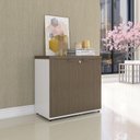 Ver imagem 1 de Armário Baixo para Escritório PE40 com 2 Portas Pivotantes Cinza/Branco/Walnut