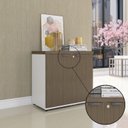 Ver imagem 2 de Armário Baixo para Escritório PE40 com 2 Portas Pivotantes Cinza/Branco/Walnut