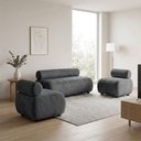 Ver imagem 1 de Sofá Namoradeira e KIT2 Poltronas Decorativa para Sala Nara Suede D03 - D'Rossi
