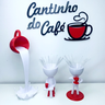 Kit Decorativo Cantinho do Café - Robert Plant Xícara Flutuante e Letreiro - Branco com Vermelho - 1