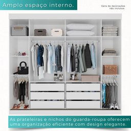 Guarda-roupa Casal 2 Portas de Correr 6 Gavetas Fortaleza - Mais Móvei Neve - 4