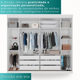Guarda-roupa Casal 2 Portas de Correr 6 Gavetas Fortaleza - Mais Móvei Neve - 5