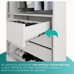 Guarda-roupa Casal 2 Portas de Correr 6 Gavetas Fortaleza - Mais Móvei Neve - 7
