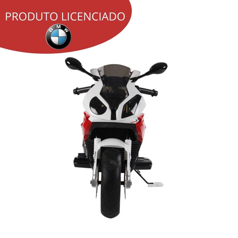 Mini Moto Elétrica Infantil Importway BMW S1000 RR Vermelha e Branco com Rodinhas