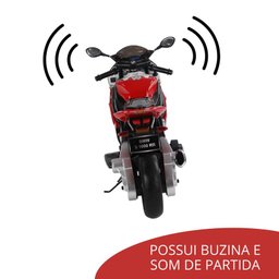 Mini Moto Elétrica Infantil Importway BMW S1000 RR Vermelha e Branco com Rodinhas - 9