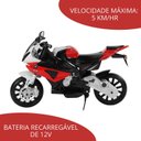 Ver imagem 5 de Mini Moto Elétrica Infantil Importway BMW S1000 RR Vermelha e Branco com Rodinhas