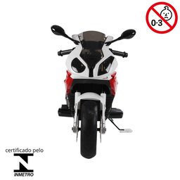 Mini Moto Elétrica Infantil Importway BMW S1000 RR Vermelha e Branco com Rodinhas - 8