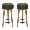 Ver imagem 1 de Kit 02 Bancos Banqueta Baixa Paris Corano Verde Salaone