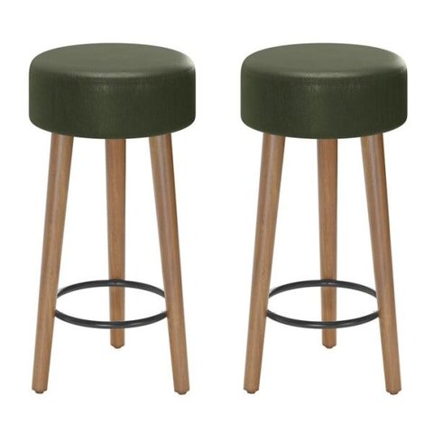 Kit 02 Bancos Banqueta Baixa Paris Corano Verde Salaone